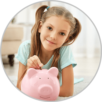 Girl with Piggy Bank