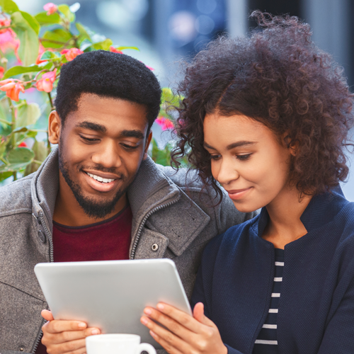 Husband and Wife with Tablet