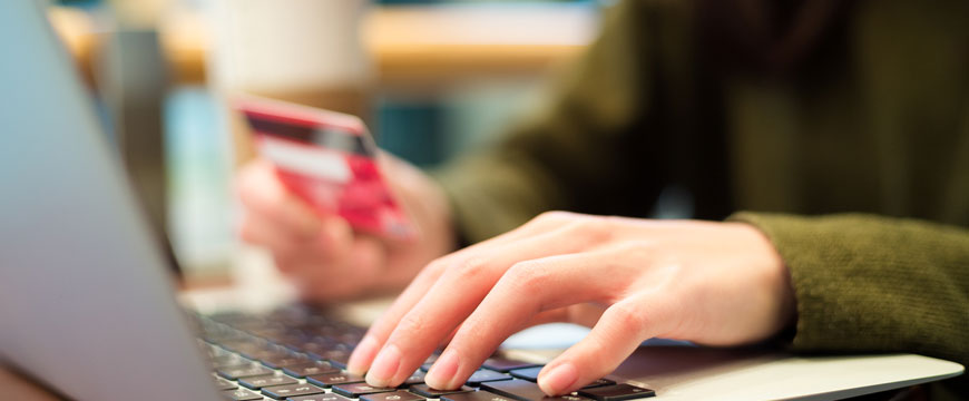 Girl Purchasing Someone on Computer Using Credit Card