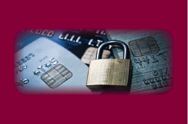 Padlock over credit cards