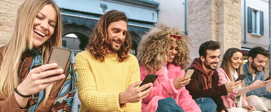 People Looking at their Cell Phones 