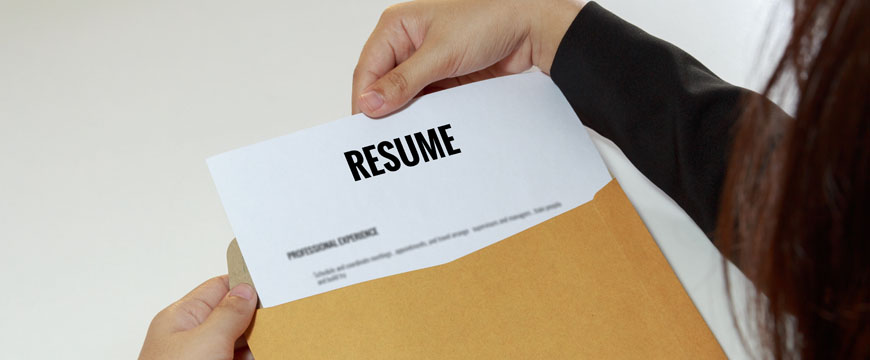 Changing jobs, A girl with a resume in an envelope