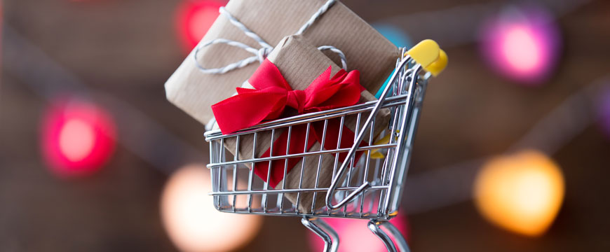 Shopping Cart with Presents in it
