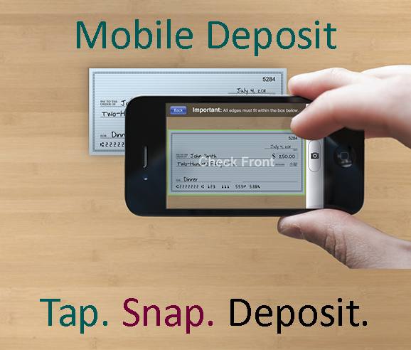 Mobile Deposit - Tap. Snap. Deposit. Taking a photo of a check with mobile phone 