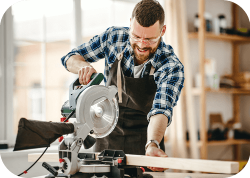 Man sawing wood