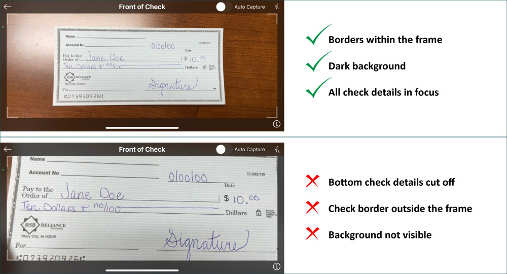 Check Deposit Examples