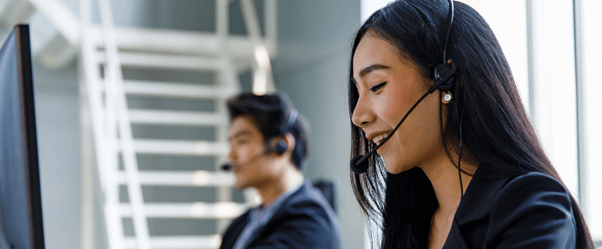 Woman in call center