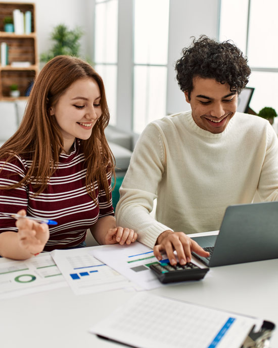 Couple looking at finances