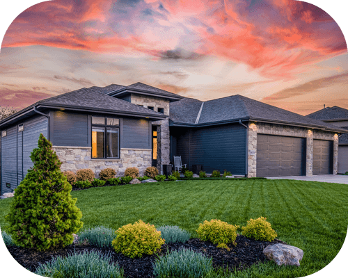 House under pink sky